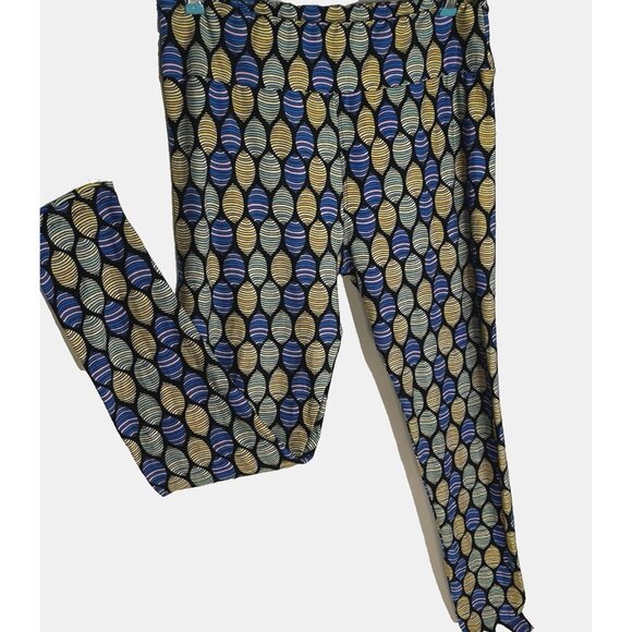 Lularoe sz TC TallCurvy Leggings Spring Pastel Easter Egg Blue Yellow Green Oval - Picture 3 of 8